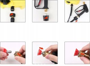 Myjka ciśnieniowa Rosfix Pistolet do myjki ciśnieniowej 5000PSI z gwintem przyłączeniowym 22mm i szybkozłączką 1/4" do Krcher Click + zestaw 5 dysz 10