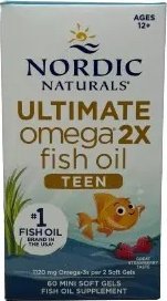 Nordic naturals Nordic Naturals - Ultimate Omega 2X Fish Oil TEEN, Truskawka, 60 kapsułek miękkich mini 1