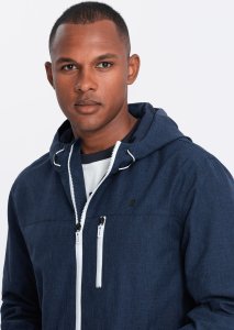 Kurtka męska Ombre Lekka sportowa kurtka męska z polarową podszewką  granatowa V2 OM-JANP-0136 L 2