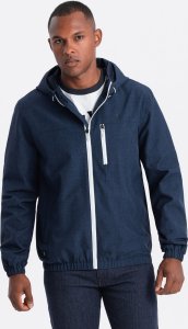 Kurtka męska Ombre Lekka sportowa kurtka męska z polarową podszewką  granatowa V2 OM-JANP-0136 L 3