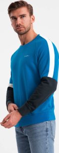 Ombre Trójkolorowa dresowa męska bluza z raglanowymi rękawami  niebieska V4 OM-SSNZ-22FW-003 L 1
