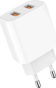 Ładowarka . ŁADOWARKA SIECIOWA 2.4A BIAŁA DENMEN 2XUSB 2400mA DC05 12W SINGLE 4