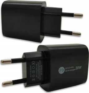 Ładowarka . DENMEN CZARNA ŁADOWARKA SIECIOWA USB +  KABEL TYP-C DC09T-W 2