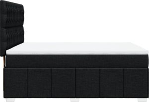 vidaXL Łóżko kontynentalne z materacem, czarne, tkanina 160x200 cm 5