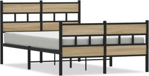 vidaXL vidaXL Metalowa rama łóżka, bez materaca, dąb sonoma, 120x190 cm 2