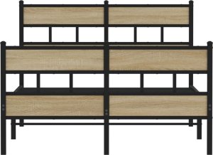vidaXL vidaXL Metalowa rama łóżka, bez materaca, dąb sonoma, 120x190 cm 4