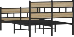 vidaXL vidaXL Metalowa rama łóżka, bez materaca, dąb sonoma, 120x190 cm 6