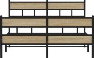 vidaXL vidaXL Metalowa rama łóżka, bez materaca, dąb sonoma, 140x190 cm 4