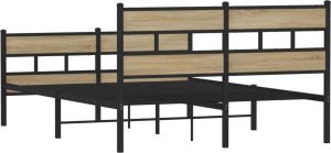 vidaXL vidaXL Metalowa rama łóżka, bez materaca, dąb sonoma, 140x190 cm 6