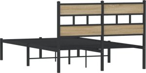 vidaXL vidaXL Metalowa rama łóżka, bez materaca, dąb sonoma, 120x200 cm 6