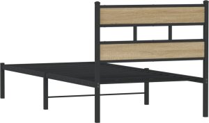 vidaXL vidaXL Metalowa rama łóżka, bez materaca, dąb sonoma, 107x203 cm 6