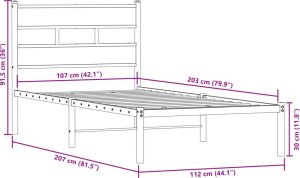 vidaXL vidaXL Metalowa rama łóżka, bez materaca, dąb sonoma, 107x203 cm 9
