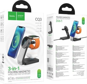 Hoco HOCO ładowarka indukcyjna 3w1 kompatybilna z MagSafe 15W CQ3 czana 4