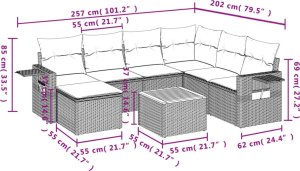 vidaXL 8-cz. zestaw mebli ogrodowych z poduszkami, beżowy, polirattan 10
