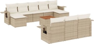 vidaXL 11-cz. zestaw mebli ogrodowych z poduszkami, beżowy, polirattan 2