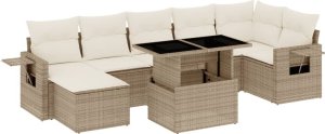 vidaXL 8-cz. zestaw mebli ogrodowych z poduszkami, beżowy, polirattan 2