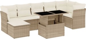 vidaXL 8-cz. zestaw mebli ogrodowych z poduszkami, beżowy, polirattan 2