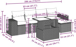 vidaXL 6-cz. zestaw mebli ogrodowych z poduszkami, beżowy, polirattan 10