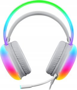 Słuchawki Defender Słuchawki z mikrofonem Defender IGNIS podświetlane Gaming USB RGB białe + GRA 2