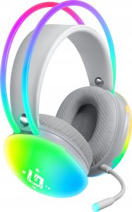 Słuchawki Defender Słuchawki z mikrofonem Defender IGNIS podświetlane Gaming USB RGB białe + GRA 4