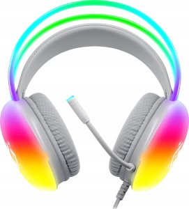 Słuchawki Defender Słuchawki z mikrofonem Defender IGNIS podświetlane Gaming USB RGB białe + GRA 6