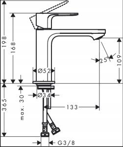 Bateria umywalkowa Hansgrohe Hansgrohe bateria umywalkowa 110 CoolStart bez kompletu odpływowego Rebris S, czarny mat 72520670 5