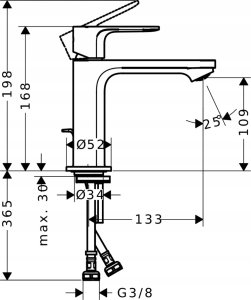 Bateria umywalkowa Hansgrohe Hansgrohe bateria umywalkowa 110 CoolStart z kompletem odpływowym z cięgłem Rebris S, chrom 72519000 2