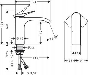 Bateria umywalkowa Hansgrohe bateria umywalkowa 110 bez kompletu odpływowego Vivenis, chrom 75022000 2