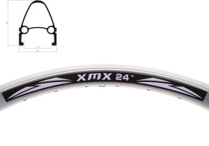 XMX Obręcz stożek 24" XMX 36-otworów, srebrna CNC anodyzowana Uniwersalny 2