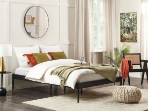 Beliani Łóżko metalowe 140 x 200 cm czarne VAURS 9