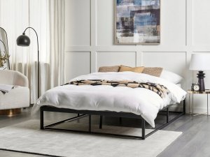 Beliani Łóżko metalowe 140 x 200 cm czarne VIRY 2