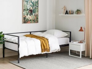 Beliani Łóżko metalowe 90 x 200 cm czarne BATTUT 2