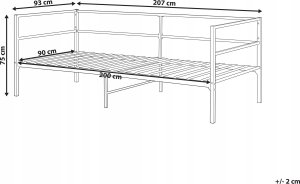 Beliani Łóżko metalowe 90 x 200 cm czarne BATTUT 3