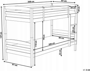 Beliani Łóżko piętrowe drewniane 90 x 200 cm ciemne REGAT 3