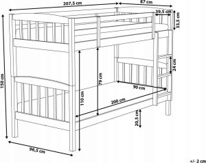 Beliani Łóżko piętrowe drewniane 90 x 200 cm jasne REVIN 3