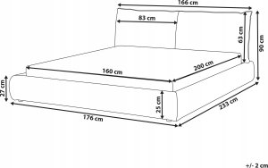 Beliani Łóżko sztruksowe 160 x 200 cm zielone VINAY 3