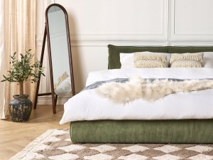 Beliani Łóżko sztruksowe 160 x 200 cm zielone VINAY 4