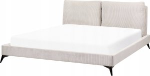 Beliani Łóżko sztruksowe 180 x 200 cm jasnobeżowe MELLE 4