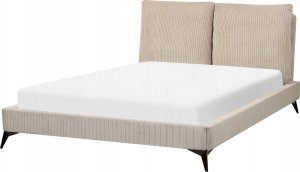 Beliani Łóżko sztruksowe140 x 200 cm beżowoszare MELLE 4