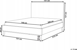 Beliani Łóżko welurowe 140 x 200 cm różowe BAYONNE 3