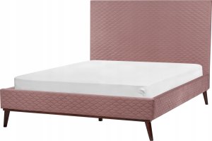 Beliani Łóżko welurowe 140 x 200 cm różowe BAYONNE 4