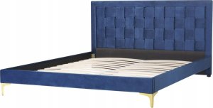 Beliani Łóżko welurowe 160 x 200 cm granatowe LIMOUX 2