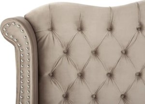 Beliani Łóżko welurowe 180 x 200 cm szarobeżowe AYETTE 10