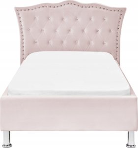 Beliani Łóżko welurowe 90 x 200 cm różowe METZ 2