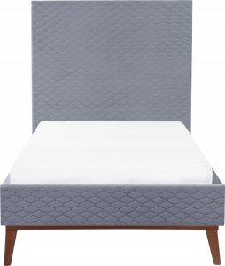 Beliani Łóżko welurowe 90 x 200 cm szare BAYONNE 5