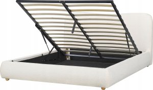 Beliani Łóżko z pojemnikiem boucle 160 x 200 cm białe BLAGNAC 4