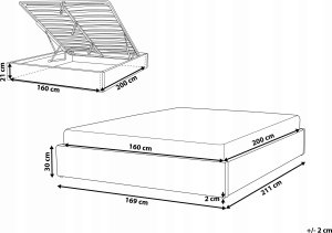 Beliani Łóżko z pojemnikiem tapicerowane 160 x 200 cm beżowe DINAN 9