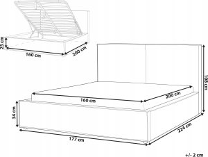 Beliani Łóżko z pojemnikiem tapicerowane 160 x 200 cm jasnoszare MOISSAC 4