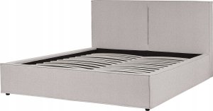 Beliani Łóżko z pojemnikiem tapicerowane 180 x 200 cm jasnoszare MOISSAC 6