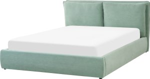 Beliani Łóżko z pojemnikiem welurowe 160 x 200 cm zielone BAJONNA 5
